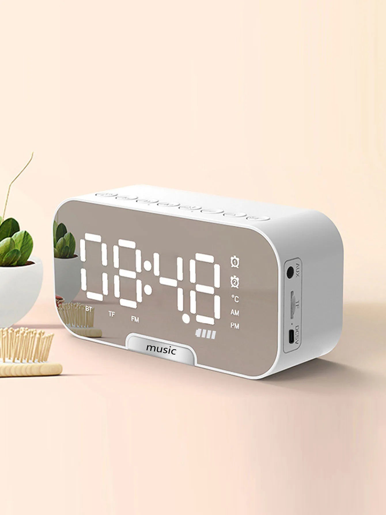 Wireless Bluetooth speaker mirror alarm clock