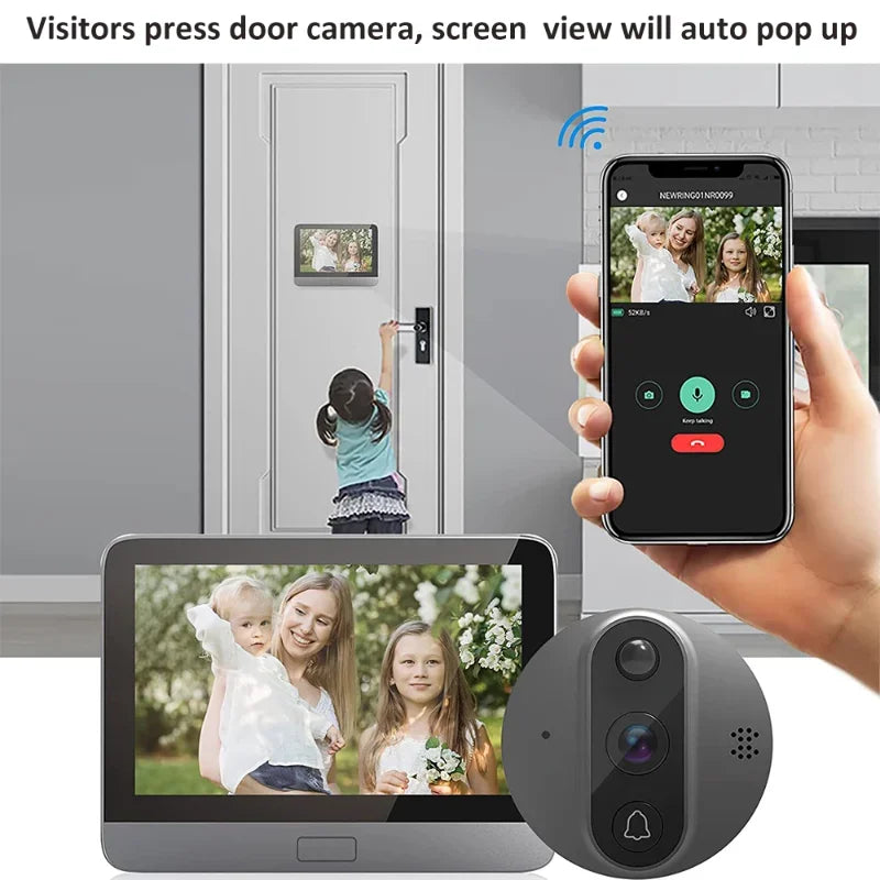 Smart Home WIFI Digital Door Peepholes Wireless Doorbell WIFI Camera