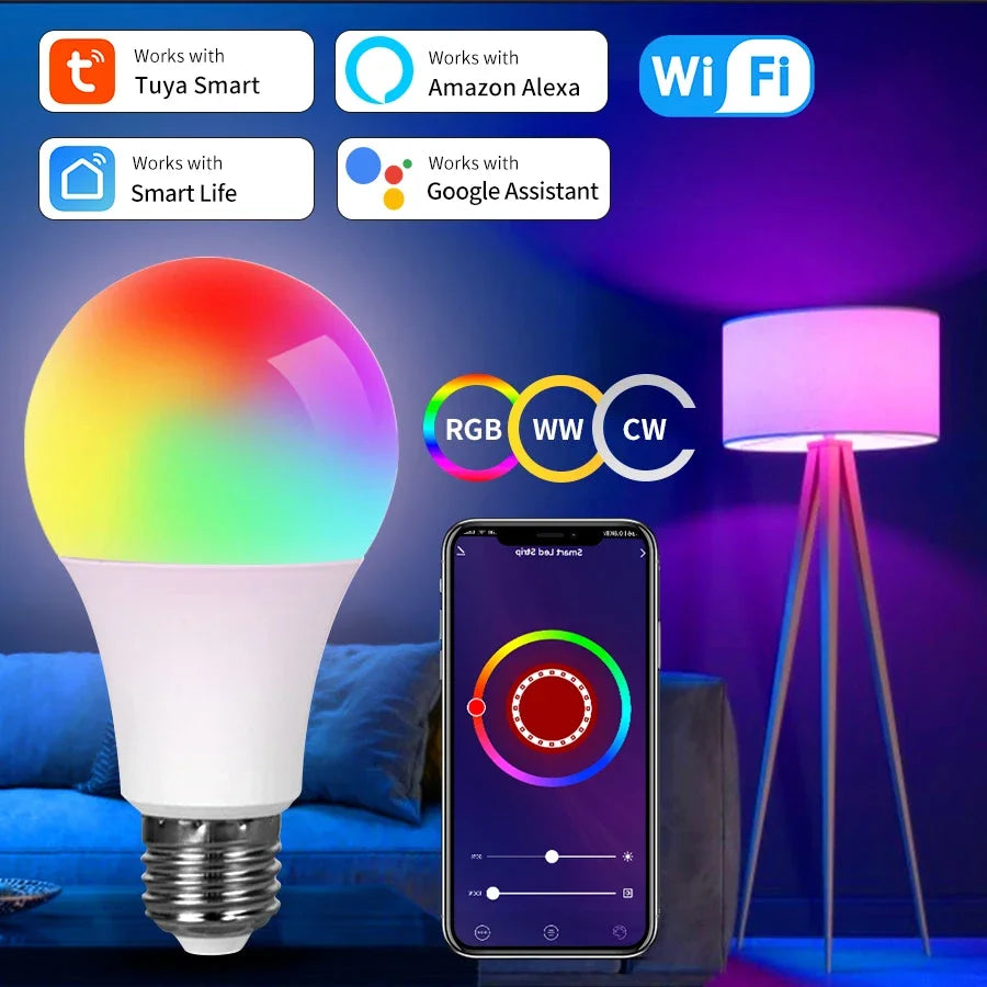Smart WiFi LED Light Bulbs 220V 110V 10W 15W 20W E27