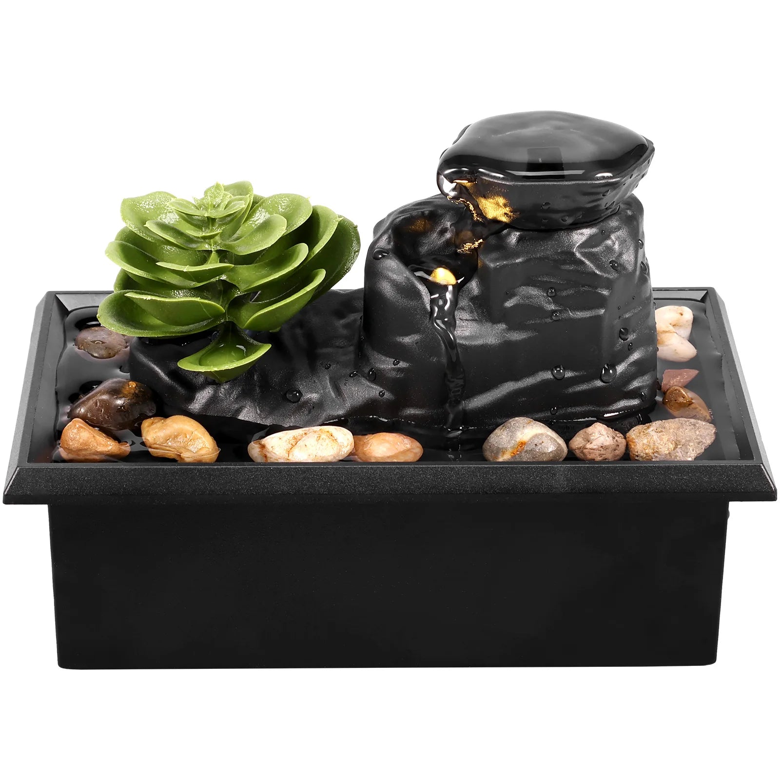Desktop Water Fountain LED Indoor Decorative Fountain Creative Craft Home Decor Small Waterfall Fountains Zen Meditation Fountai