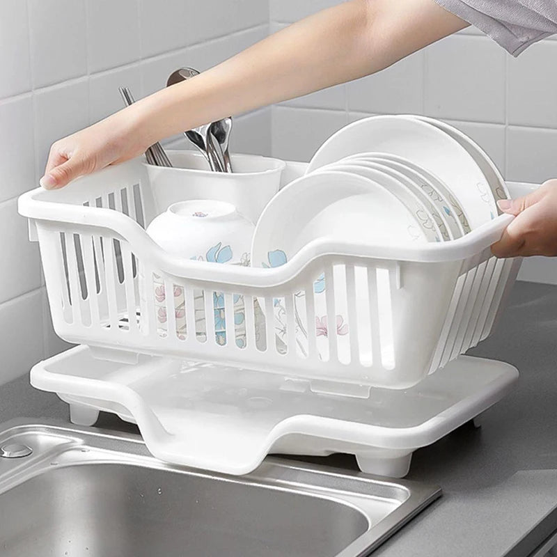 Drainage Rack With Drainer Board Countertop Utensils Plates Chopsticks Bowls Spoons Storage Dish Drying Rack