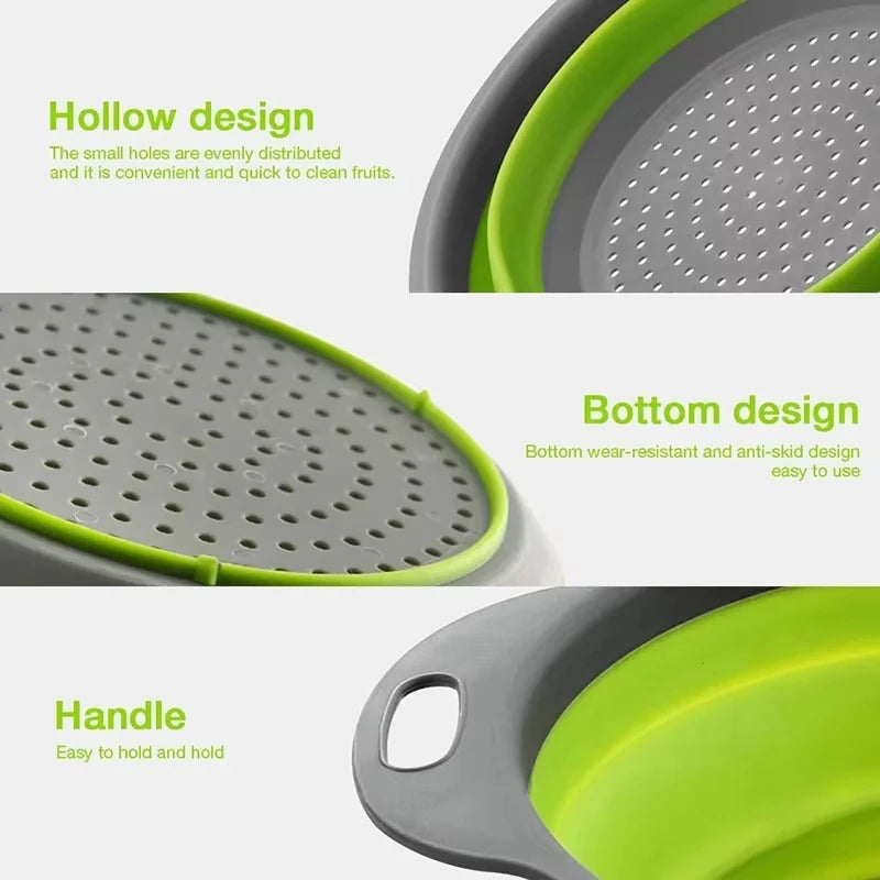 Silicone vegetable and fruit cleaning and drainage basket