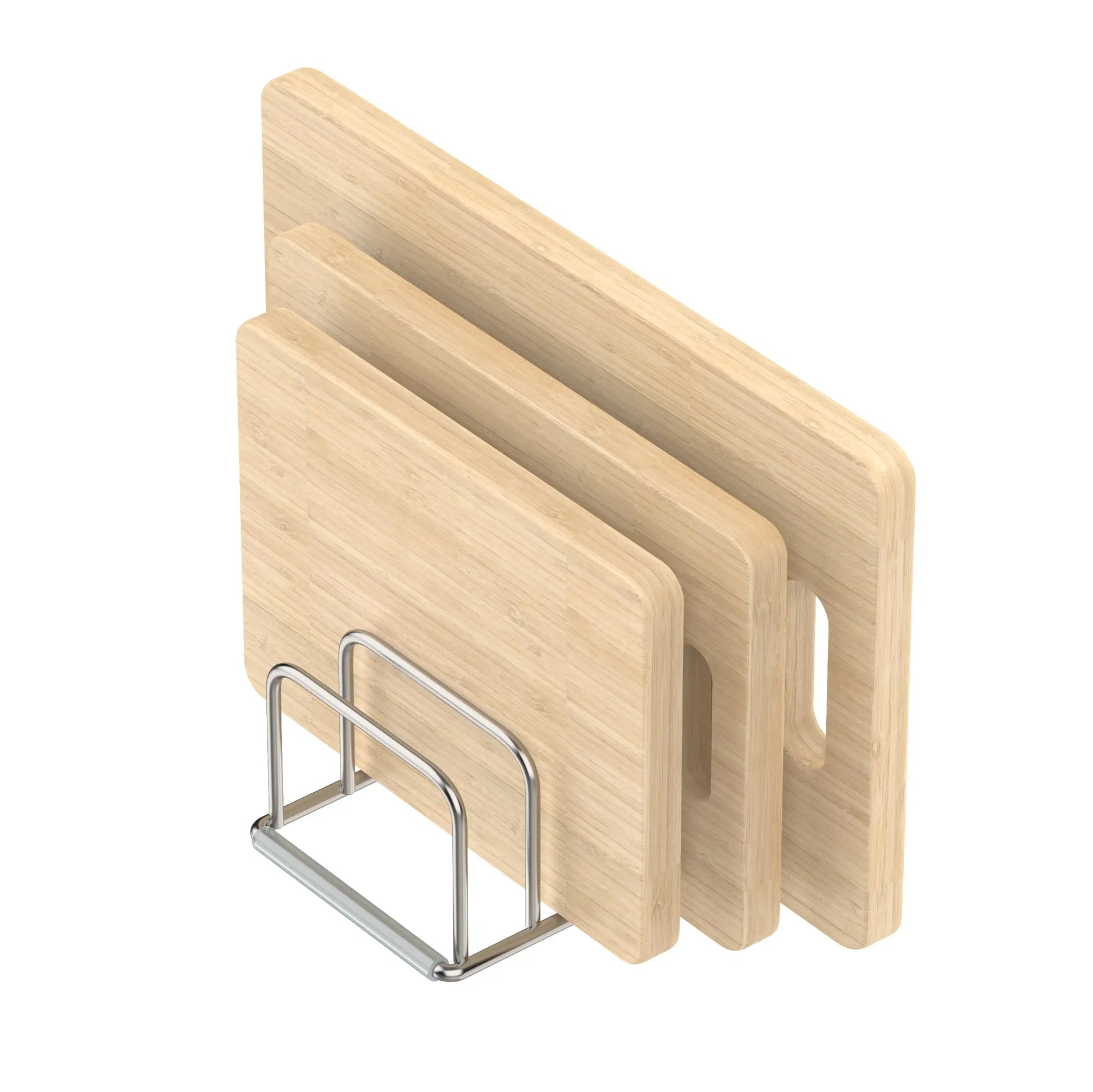 Cabinet Organizer, Steel Cookware Holder, Divided Holder with 5 Slots for Skillets Baking Tray and Chopping Board Rack -