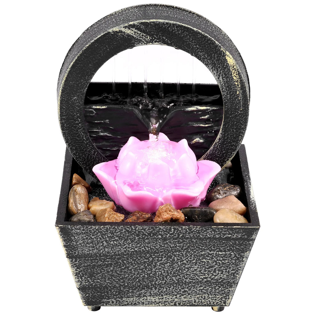 Desktop Water Fountain LED Indoor Decorative Fountain Creative Craft Home Decor Small Waterfall Fountains Zen Meditation Fountai