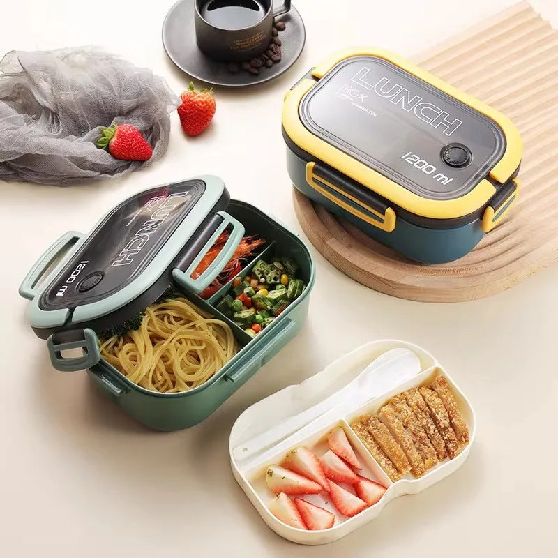 Single-layer, Double-layer Portable Fruit Food Box, Lunch Box with Fork Spoon and Spoon Preservation Box