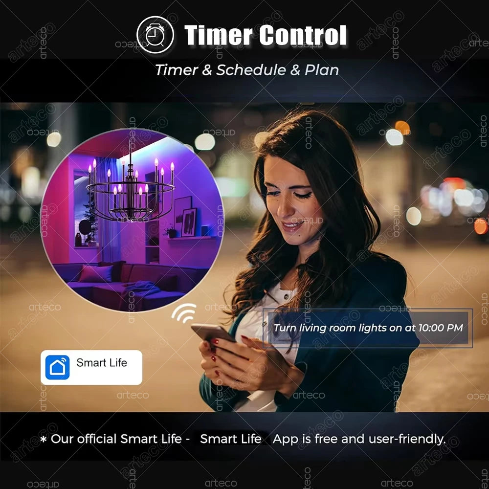 E14 Candle Lamp Smart Life App Control