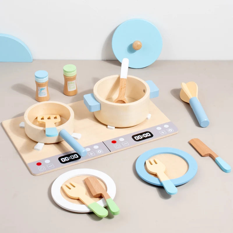 Wooden Toy Play House Early Education Simulation Kitchen Children Cooking Toys Gift