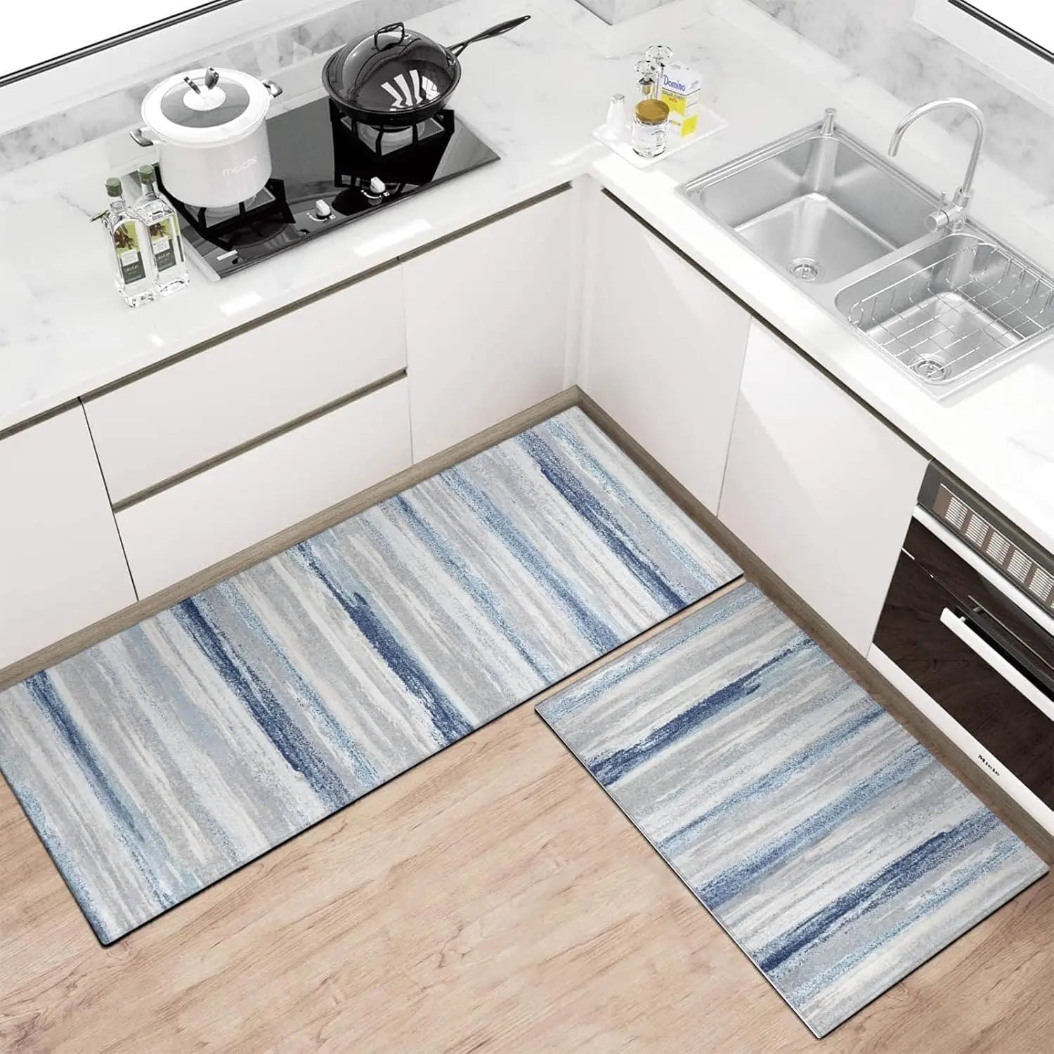 Goth Kitchen Mat Non Slip Halloween Spooky Kitchen Rugs - Black Goth Rug Skull Witchy Rug