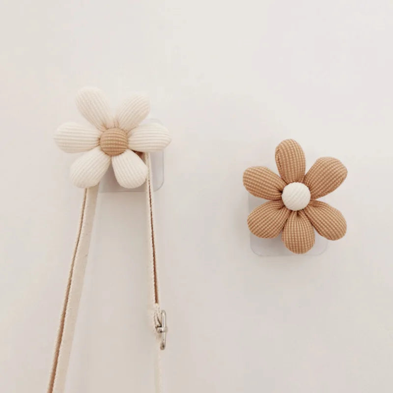 INS Flower Wall Wooden Sticky Hooks Towel Coats Storage Holder Nordic Kids Room Decoration