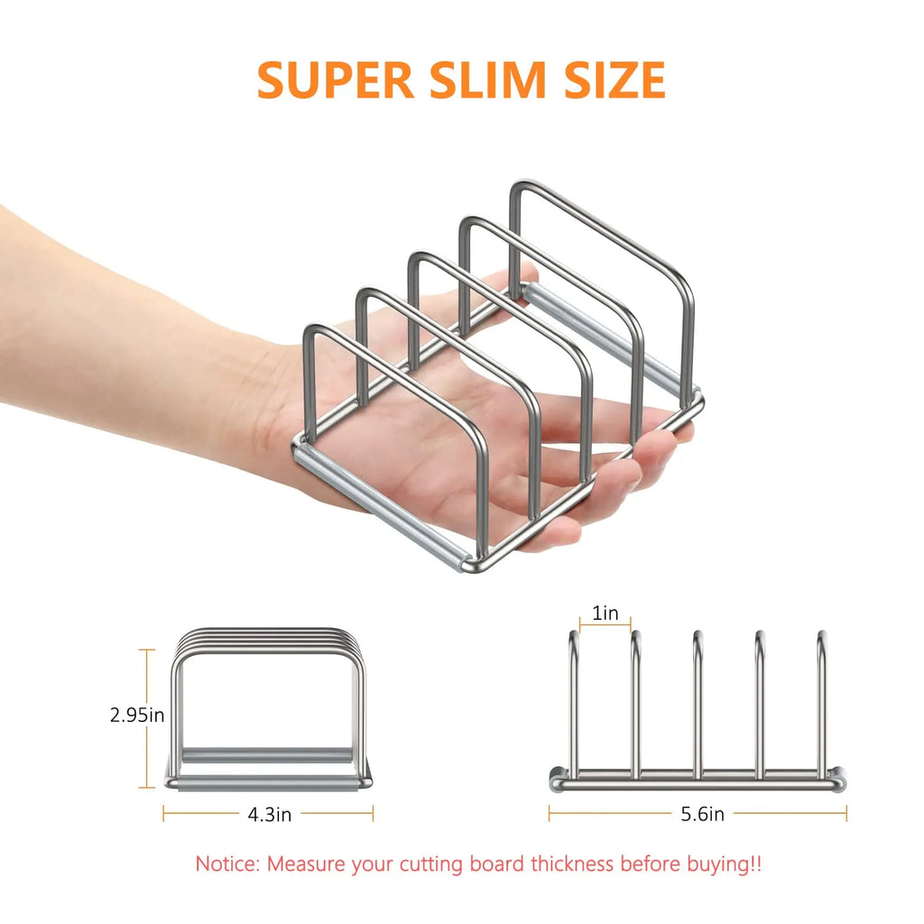 Cabinet Organizer, Steel Cookware Holder, Divided Holder with 5 Slots for Skillets Baking Tray and Chopping Board Rack -