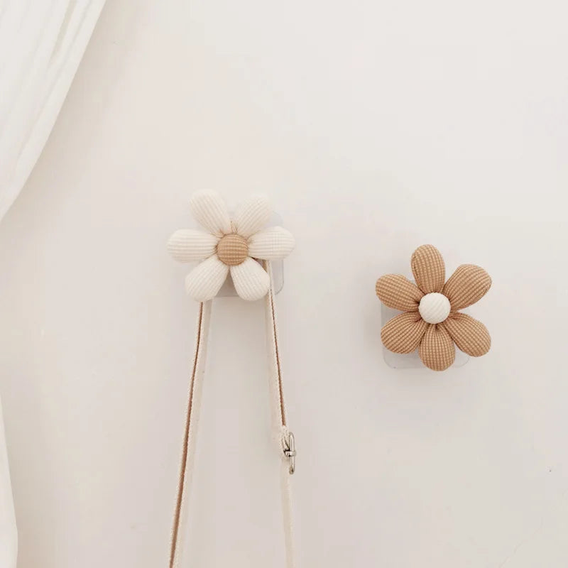 INS Flower Wall Wooden Sticky Hooks Towel Coats Storage Holder Nordic Kids Room Decoration