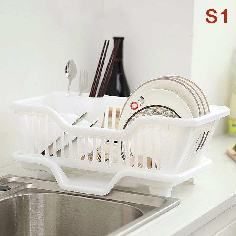 Drainage Rack With Drainer Board Countertop Utensils Plates Chopsticks Bowls Spoons Storage Dish Drying Rack