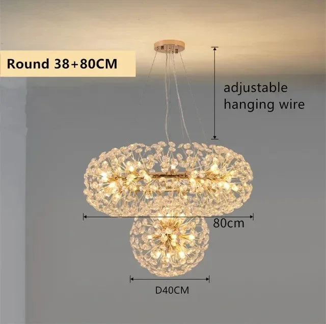 Crystal Pendant Chandeliers for Living Room Kitchen Decor Suspension Lighting