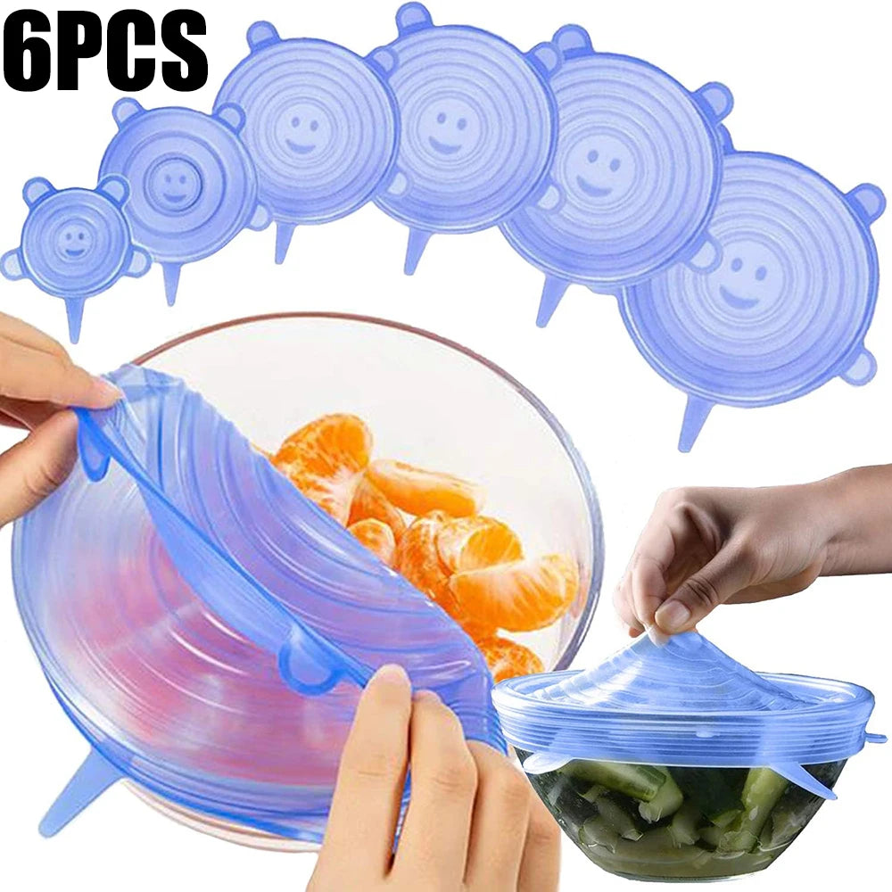 6Pcs Food Grade Silicone Preservation Cover Reusable