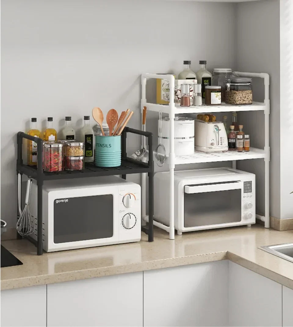 Elevated Design Seasoning Rack Microwave Storage Rack-Bi-layer Oven Modern Minimalism Kitchen Accessories Organizer
