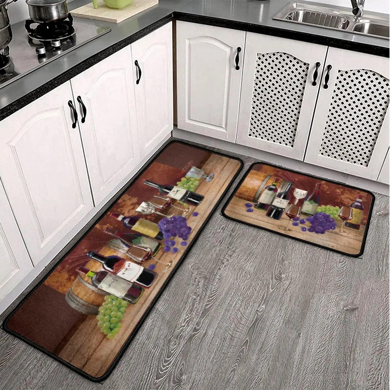 Goth Kitchen Mat Non Slip Halloween Spooky Kitchen Rugs - Black Goth Rug Skull Witchy Rug
