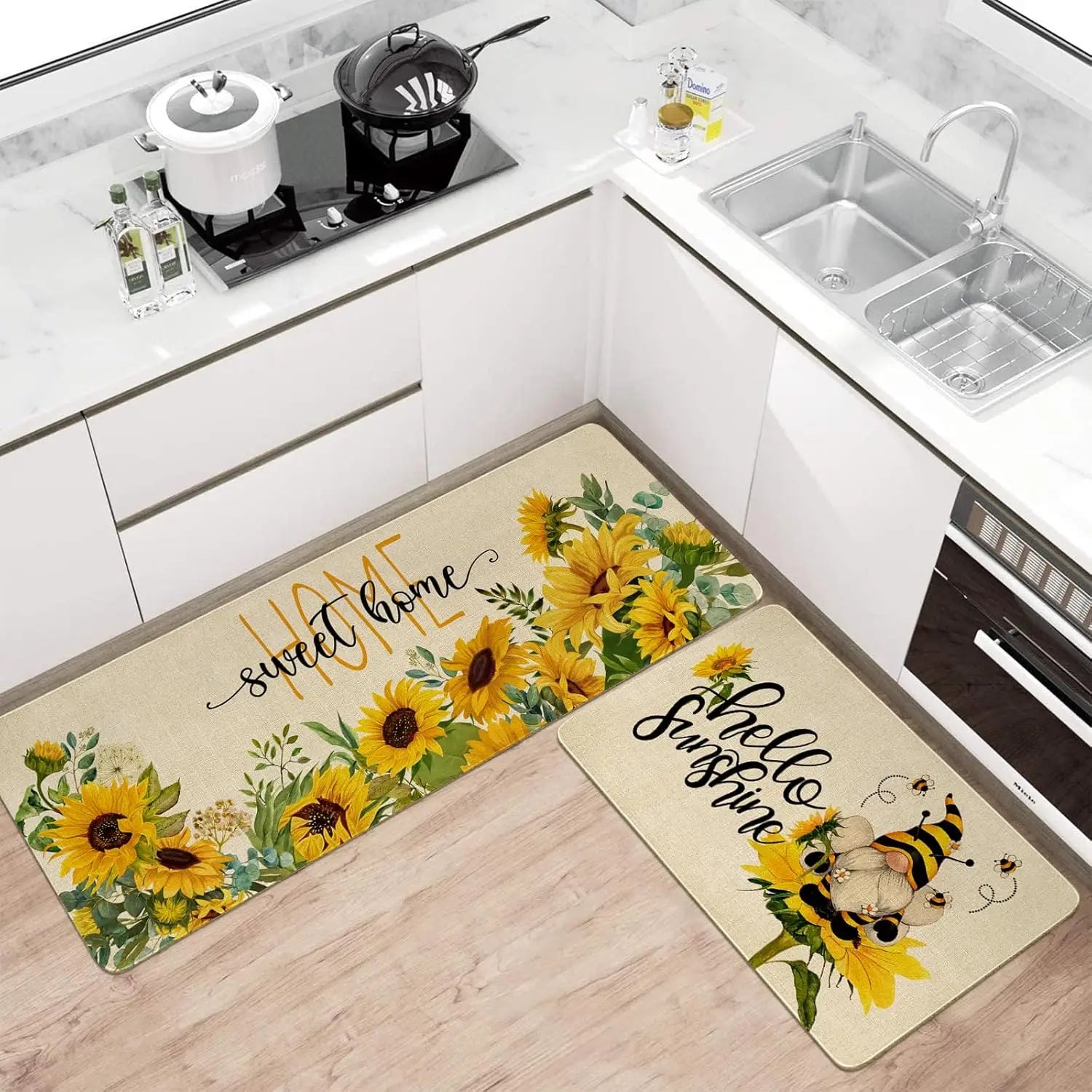 Goth Kitchen Mat Non Slip Halloween Spooky Kitchen Rugs - Black Goth Rug Skull Witchy Rug