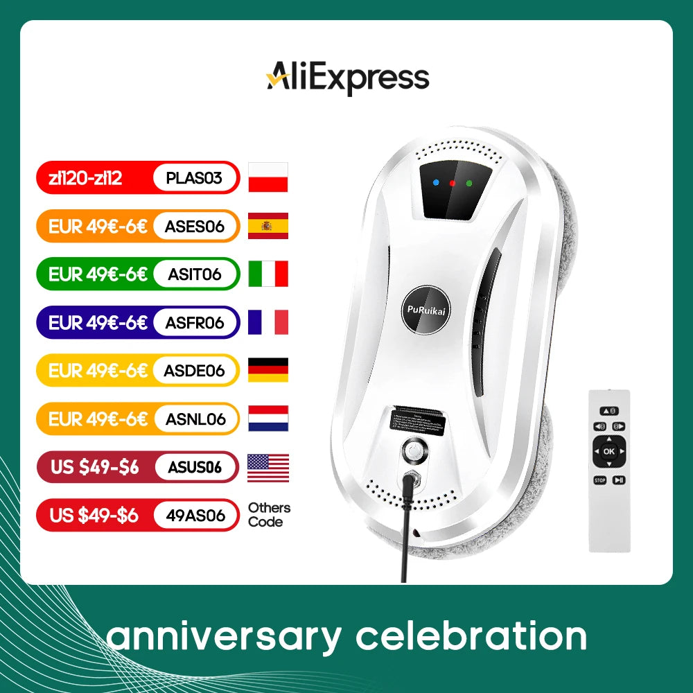 Ultra thin Robot vacuum window cleaner