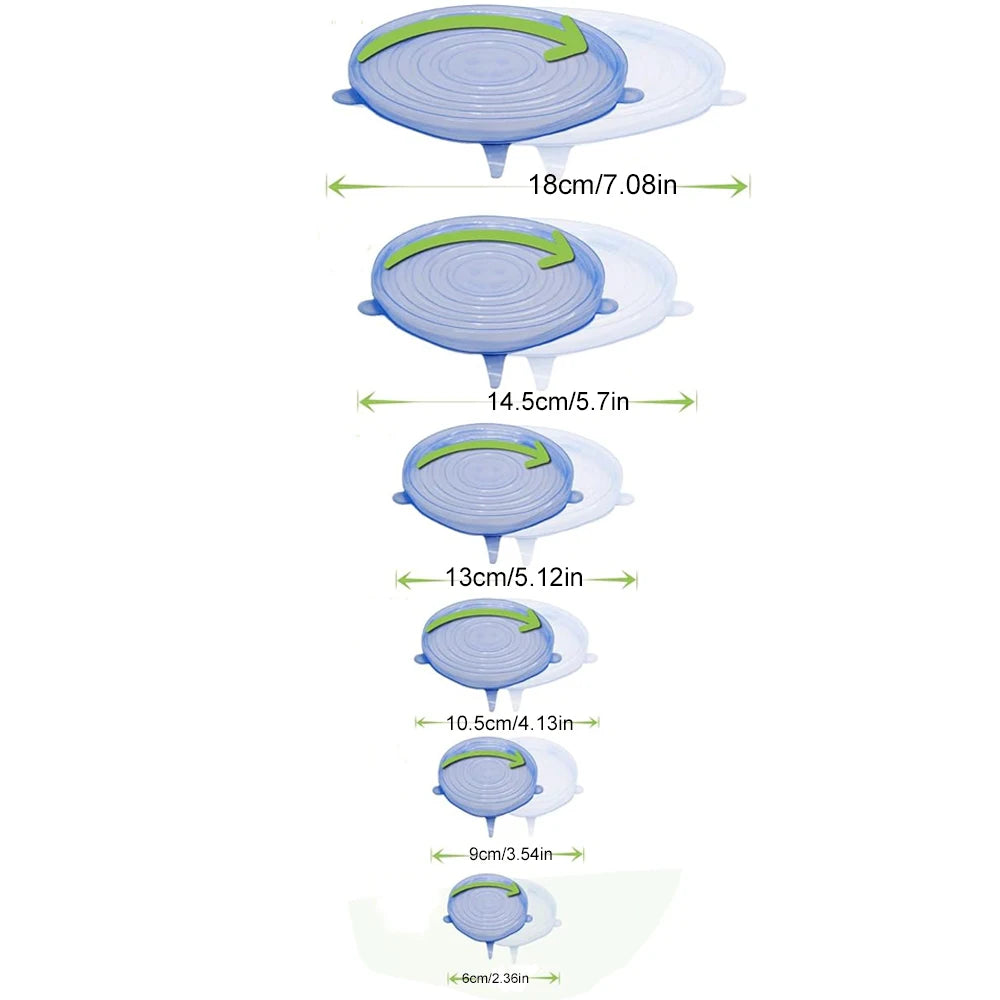 6Pcs Food Grade Silicone Preservation Cover Reusable