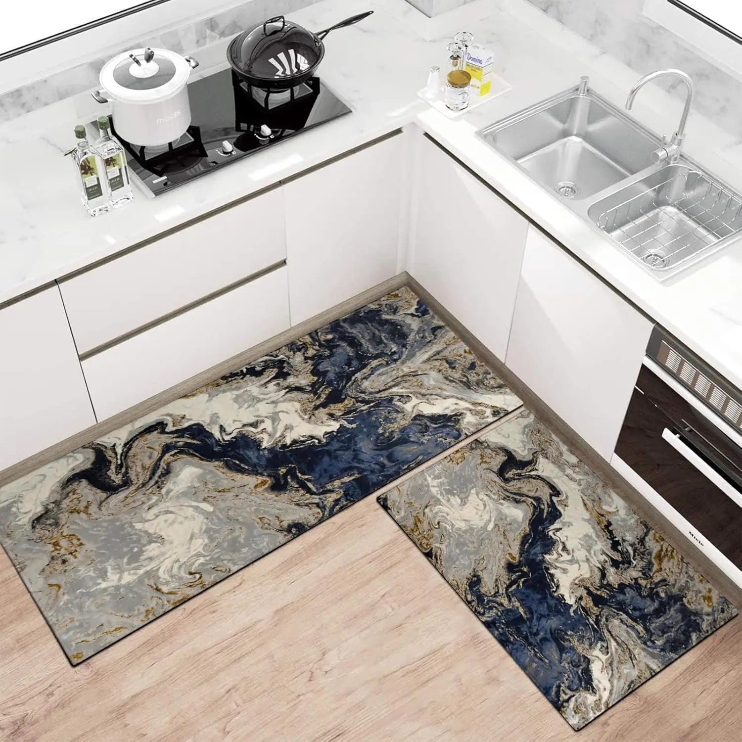 Goth Kitchen Mat Non Slip Halloween Spooky Kitchen Rugs - Black Goth Rug Skull Witchy Rug