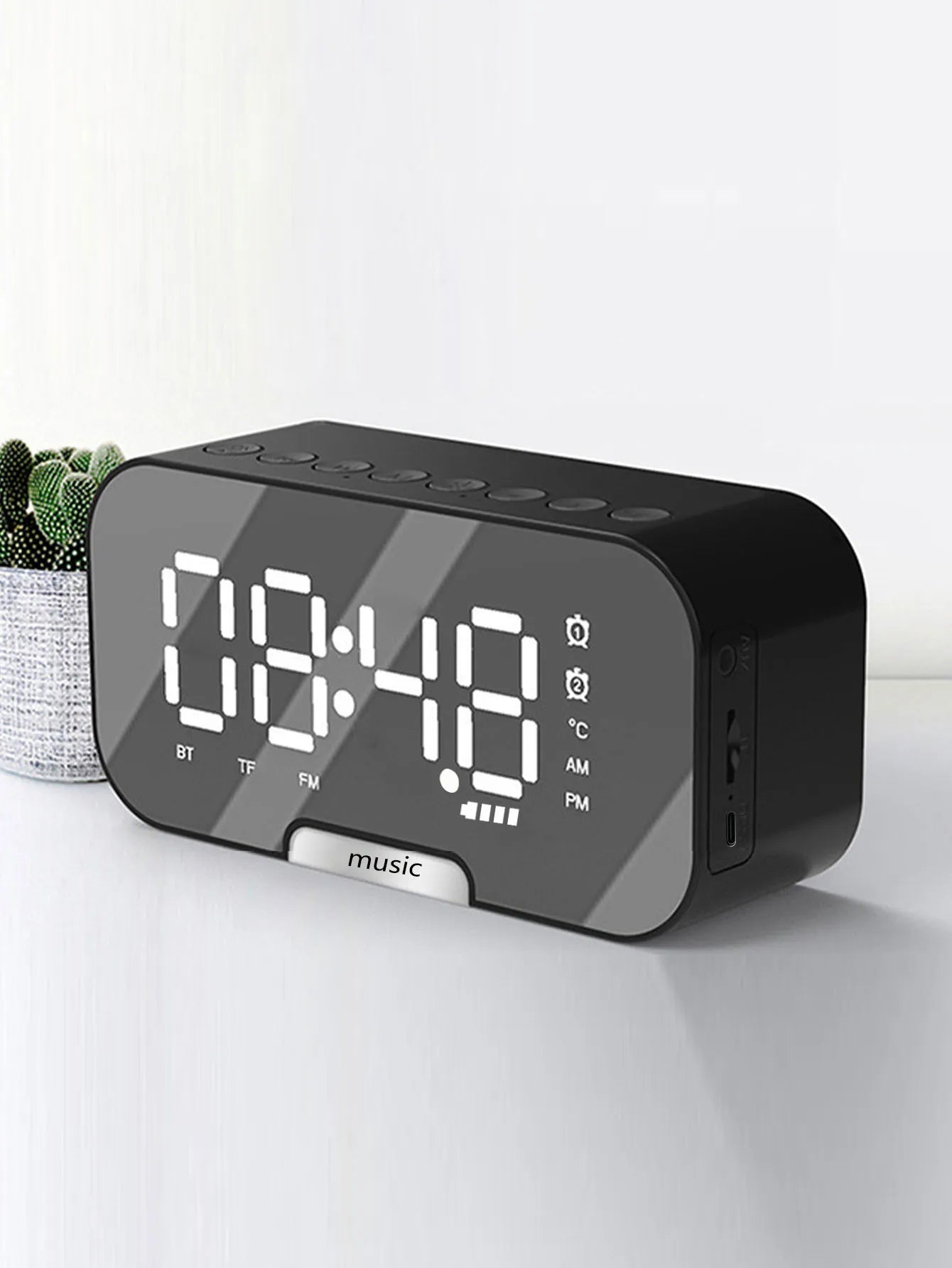 Wireless Bluetooth speaker mirror alarm clock