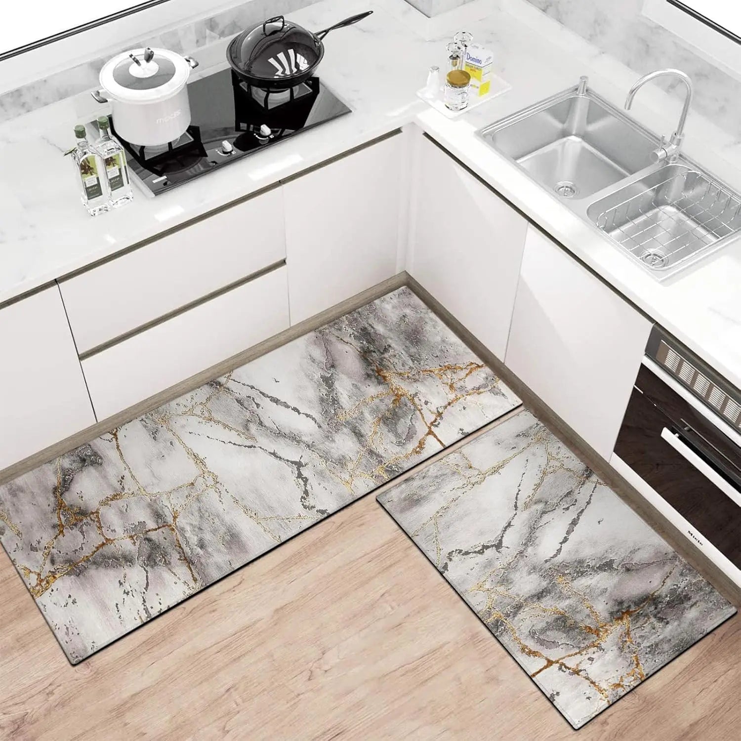 Goth Kitchen Mat Non Slip Halloween Spooky Kitchen Rugs - Black Goth Rug Skull Witchy Rug