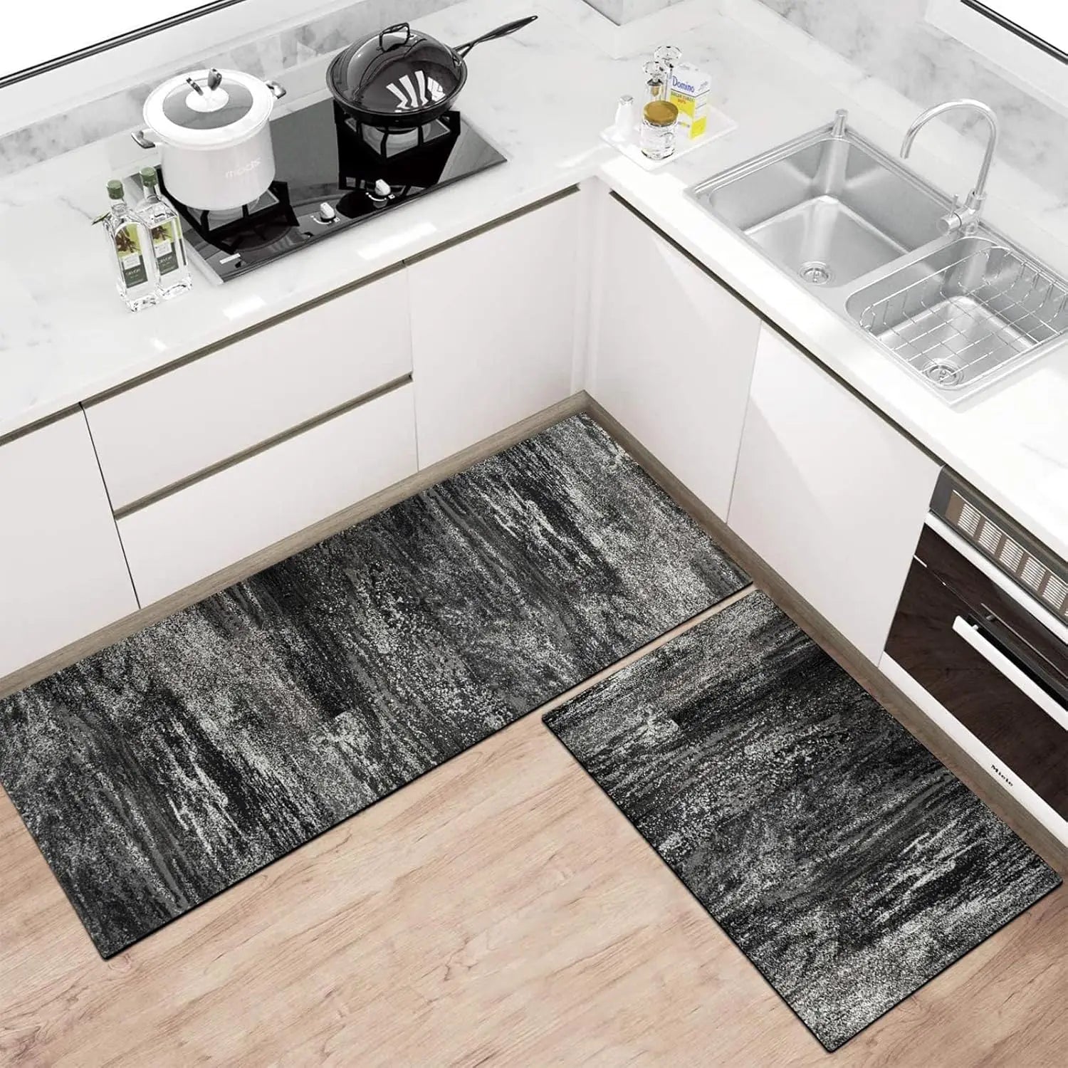 Goth Kitchen Mat Non Slip Halloween Spooky Kitchen Rugs - Black Goth Rug Skull Witchy Rug