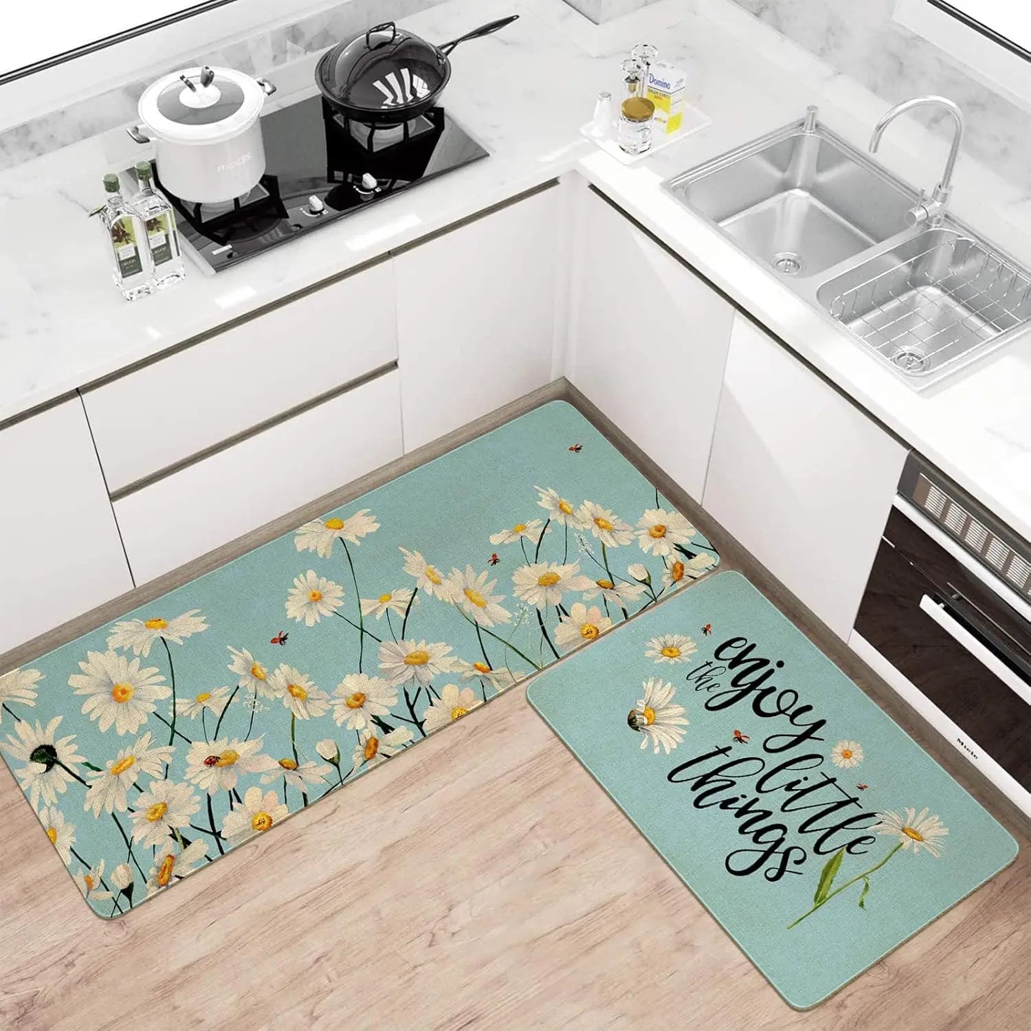 Goth Kitchen Mat Non Slip Halloween Spooky Kitchen Rugs - Black Goth Rug Skull Witchy Rug