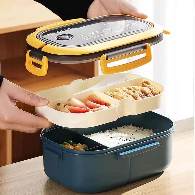 Single-layer, Double-layer Portable Fruit Food Box, Lunch Box with Fork Spoon and Spoon Preservation Box
