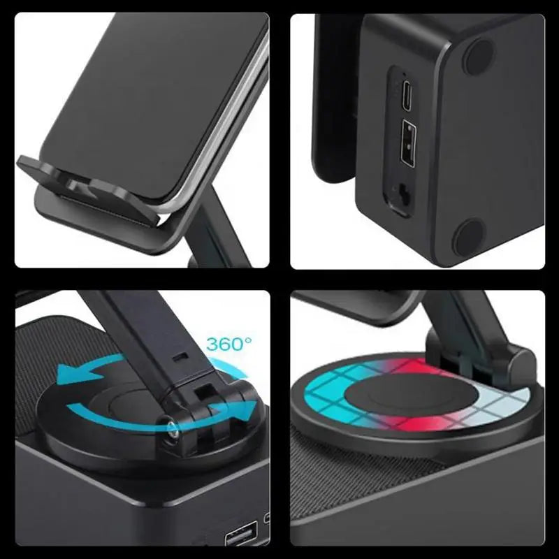 Home & Office Phone Stand With Speaker 3 In 1 Mobile Phone Holder 360 Degree Rotation Phone Holder