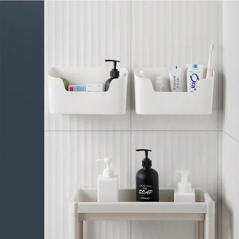 Wall-mounted Adhesive Storage Rack Multifunctional Cabinet Door Storage Box Under Sink Drawer Shelf Bathroom Organizer