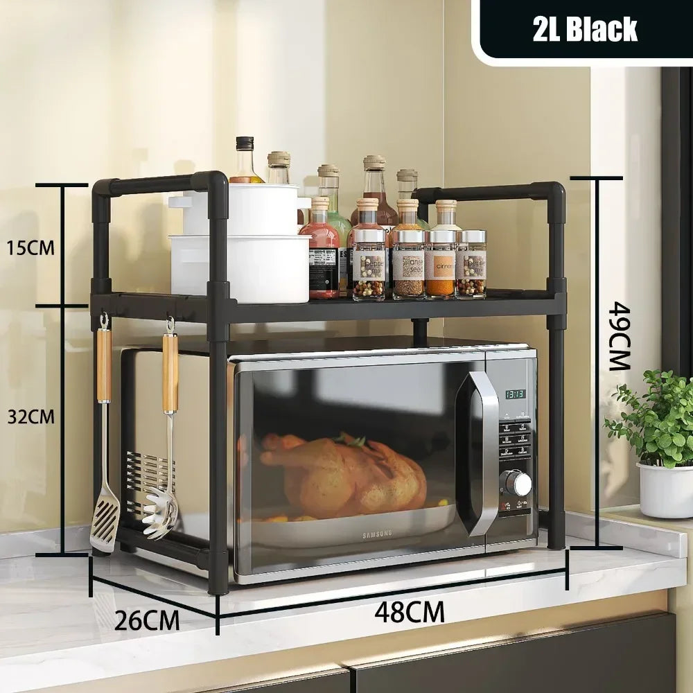 Elevated Design Seasoning Rack Microwave Storage Rack-Bi-layer Oven Modern Minimalism Kitchen Accessories Organizer