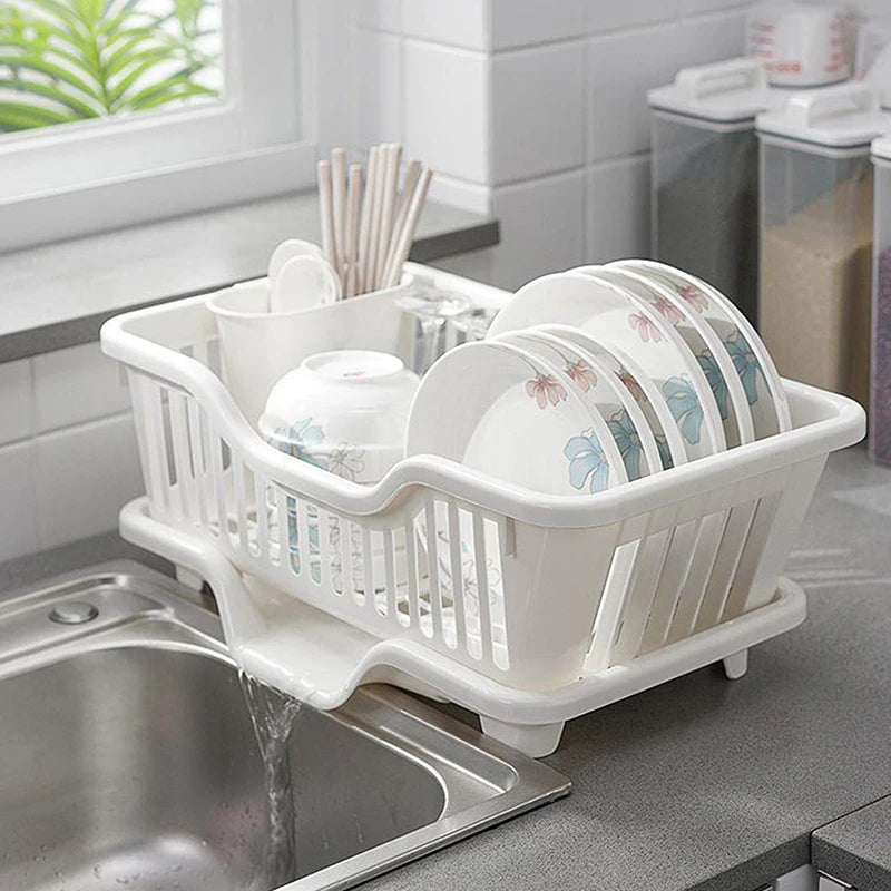 Drainage Rack With Drainer Board Countertop Utensils Plates Chopsticks Bowls Spoons Storage Dish Drying Rack