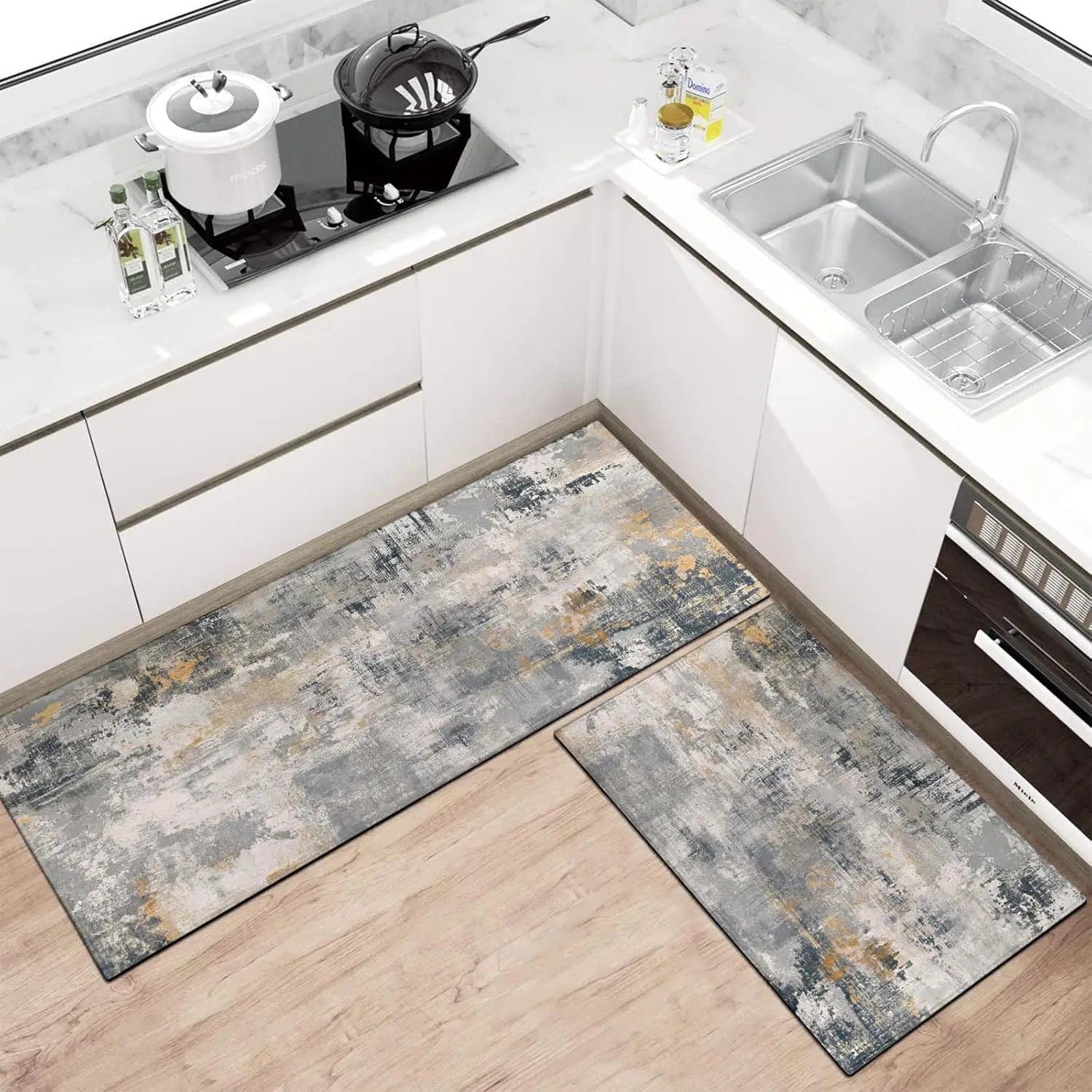 Goth Kitchen Mat Non Slip Halloween Spooky Kitchen Rugs - Black Goth Rug Skull Witchy Rug