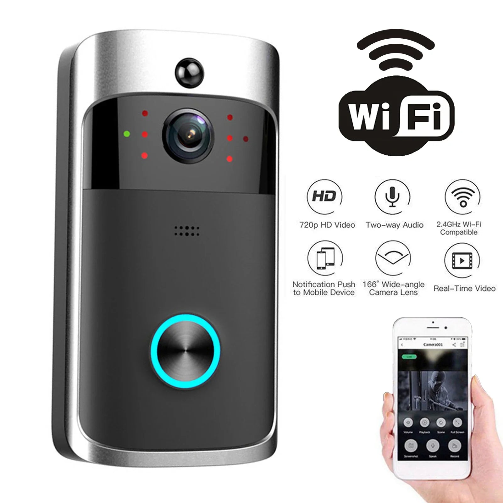 V5 Video Door Bell Wifi Wireless 1080P Voice Intercom Smart Camera Motion Detection