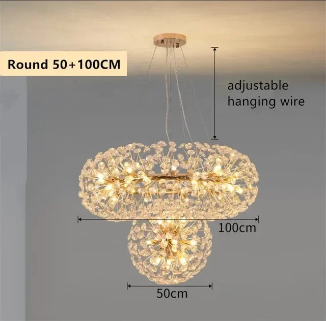 Crystal Pendant Chandeliers for Living Room Kitchen Decor Suspension Lighting