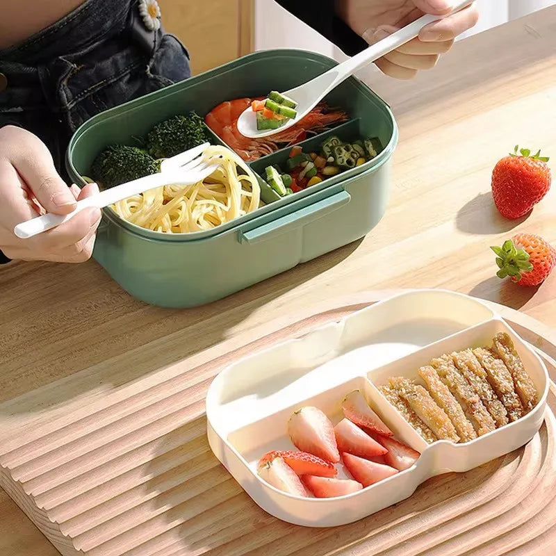 Single-layer, Double-layer Portable Fruit Food Box, Lunch Box with Fork Spoon and Spoon Preservation Box